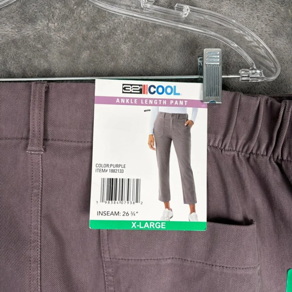 NEW 32 Degrees Cool Women's Size XL Purple Ankle Length Pants Cotton Blend - Picture 3 of 8